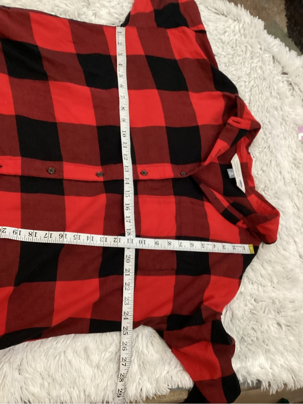 Old Navy Red & Black Buffalo Plaid Boyfriend Shirt XL Oversized Flannel - Picture 10 of 11